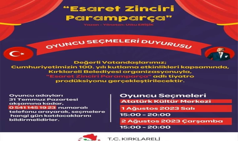 OYUNCU SEÇMELERİ DUYURUSU