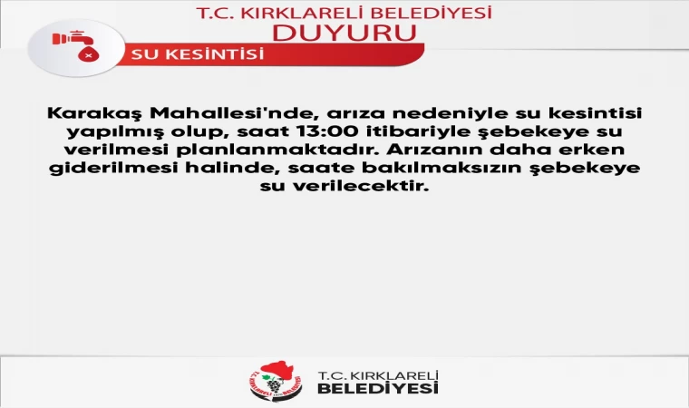 BELEDİYE'DEN VATANDAŞLARA DUYURU