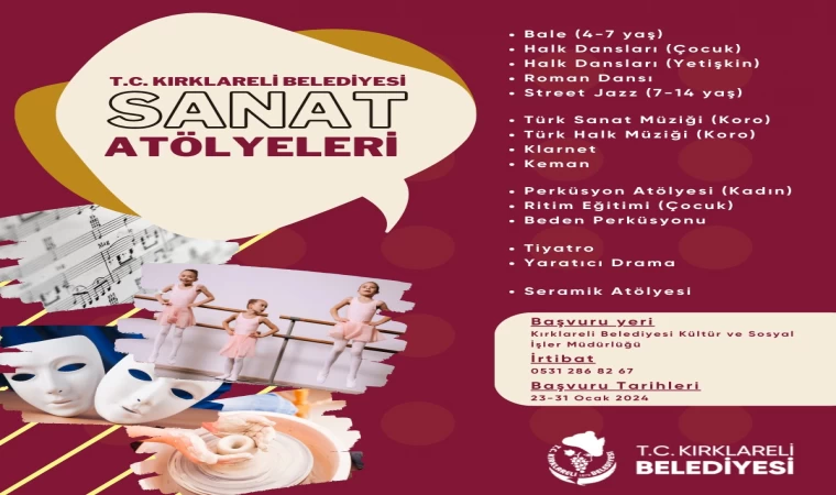 SANAT ATÖLYELERİ BAŞVURULARI BAŞLADI