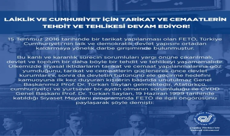 LAİKLİK VE CUMHURİYET İÇİN TARİKAT VE CEMAATLERİN TEHDİT VE TEHLİKESİ DEVAM EDİYOR!