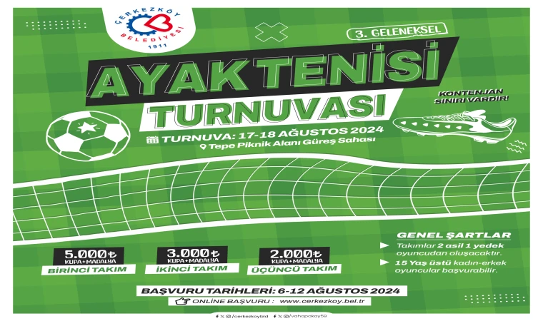 Ayak Tenisi Turnuvası Kayıtları Başlıyor