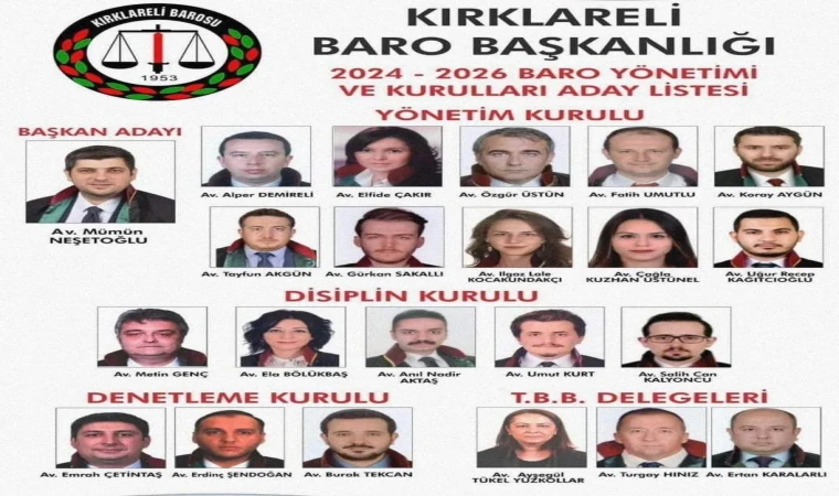 Kırklareli Baro Yönetiminde Değişim