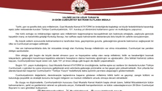 Kırklareli Valisi Uğur Turan 29 Ekim Cumhuriyet Bayramının 101.Kuruluş yıldönümü nedeniyle bir kutlama mesajı yayınladı.